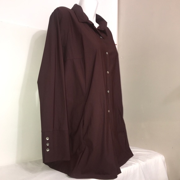 🧩Marla Wyne Mroon StretchTailored ButtonDownShirt - Picture 5 of 11